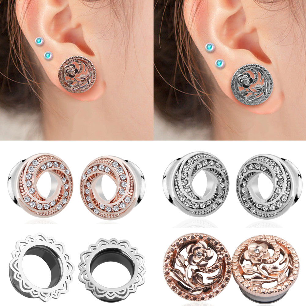 Body Jewelry Gauges - 2개입 361L 스틸 싱글 이어 게이지