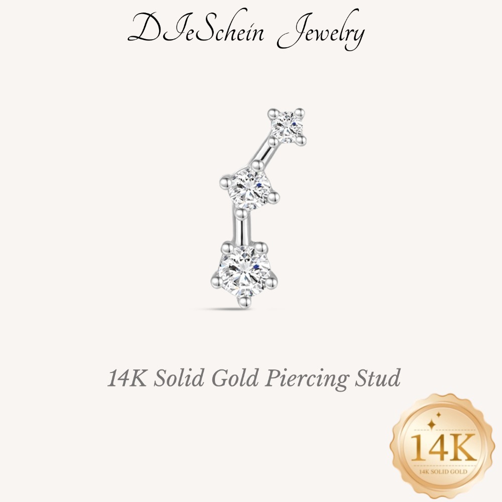 Body Jewelry Flat Back - 디에슈닌 14K 솔리드 골드 CZ 연골