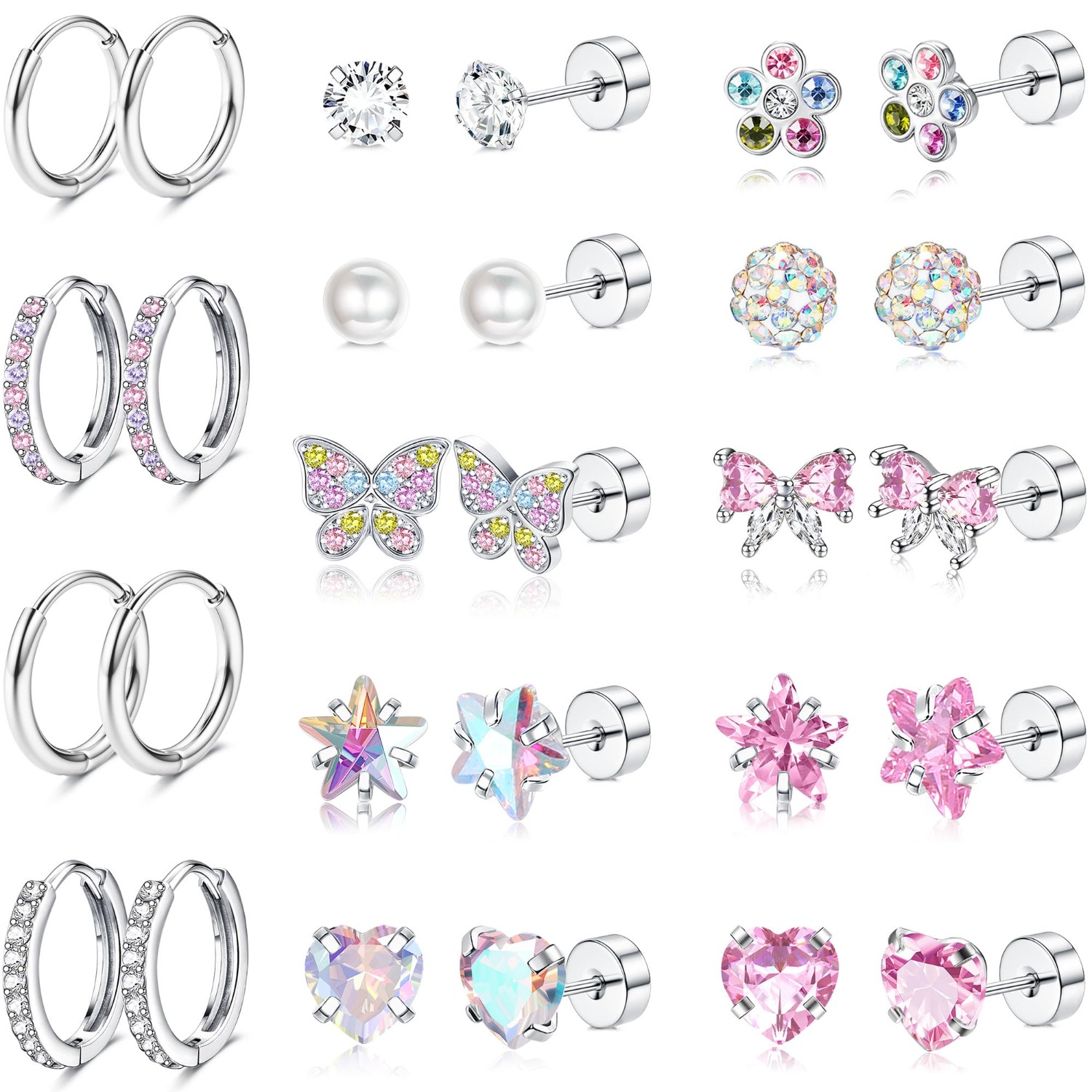 Body Jewelry Flat Back - 여성을 위한 보비스티 1쌍 귀걸이, 외과용
