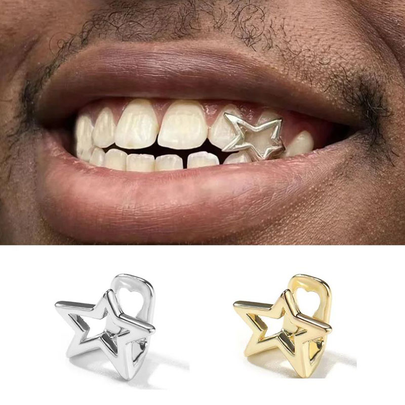 Body Jewelry Men - 할로윈 불규칙한 중공 오각형 스타 치아