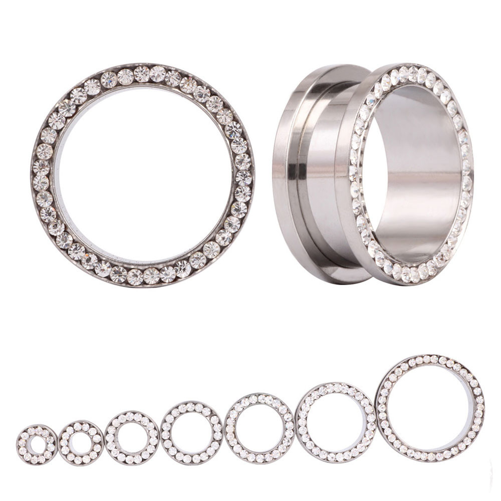 Body Jewelry Gauges - 2개/세트 크리스탈 이어 터널 스크류형 귀