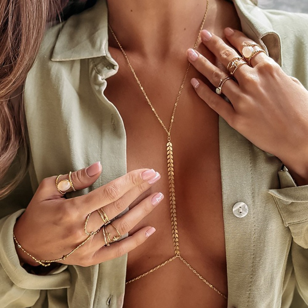 Body Jewelry Charms - 트렌디한 화살 모양의 물고기 뼈 체스트
